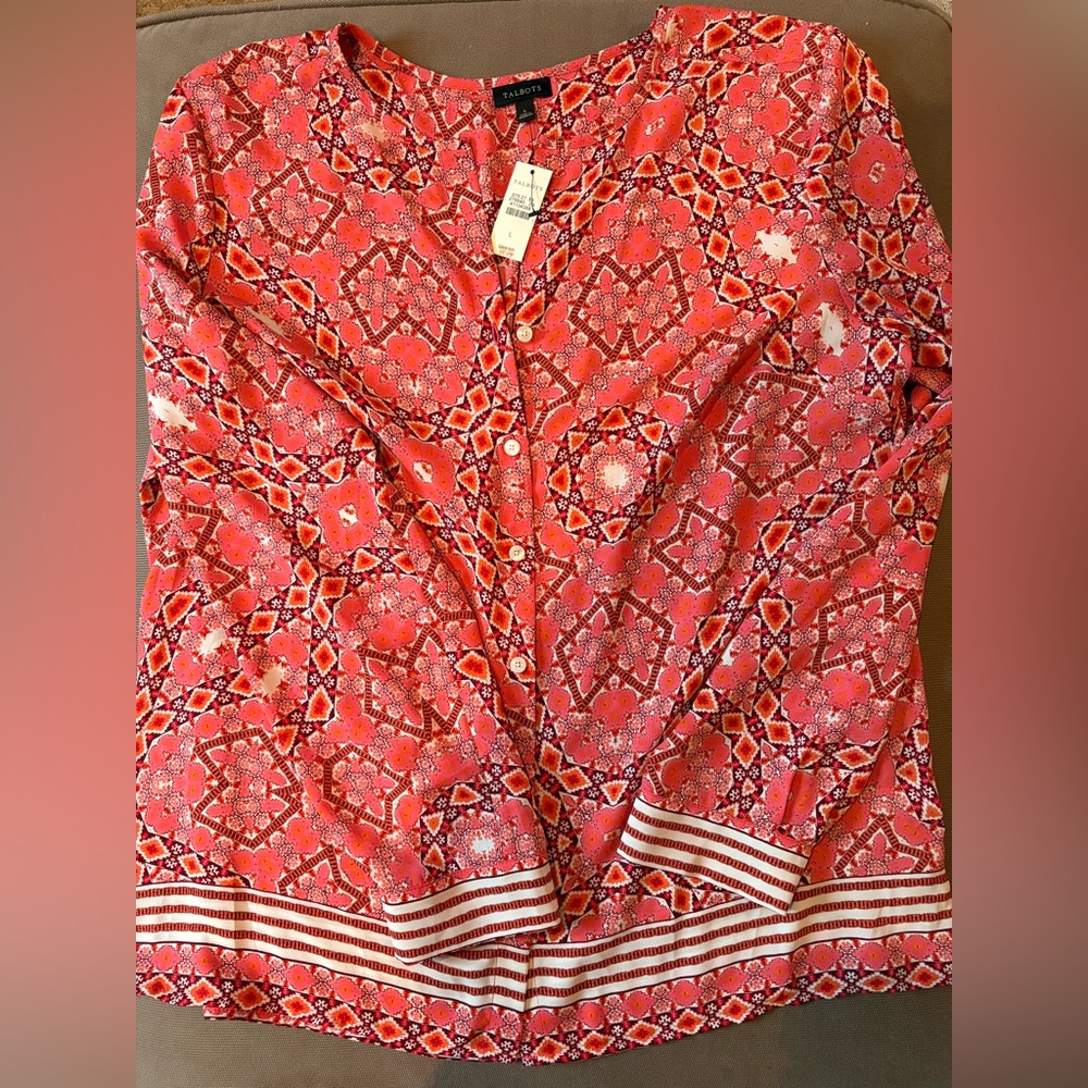 Talbots Patterned Red Women's Top